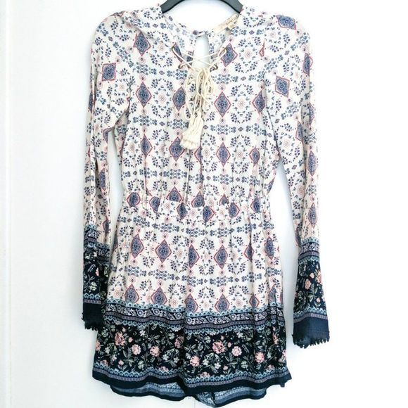 REWIND Tunic Mini Dress Long Sleeve Rope Detail - Picture 1 of 5